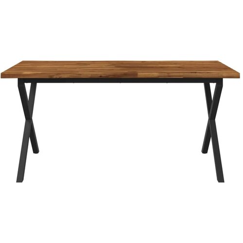  Stol za blagovanje s prirodnim rubom 160 x 80 x 75 cm Prirodna - Prirodna i crna 160 x 80 x 75 cm Živi rub Slike