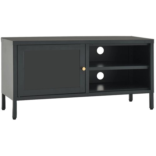 Maison Chic TV omarica - TV stojalo - Televizijska omarica antracitna 90x30x44 cm jeklo in steklo, (21699790) Slike