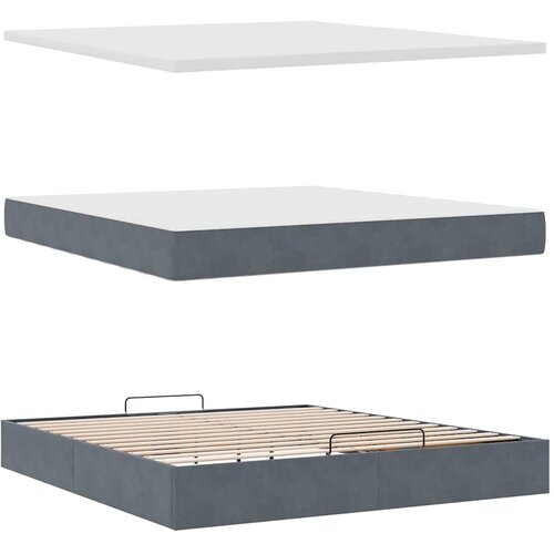  Ottoman krevet s madracem i LED diodama tamno sivi 160x200 cm bar&amp;scaron;un Slike