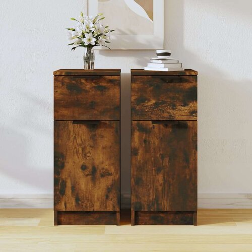  Komoda 2 kosa dimljeni hrast 30x30x70 cm konstruiran les, (20654244) Slike