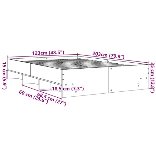  Okvir za krevet boja hrasta 120 x 200 cm od konstruiranog drva Slike
