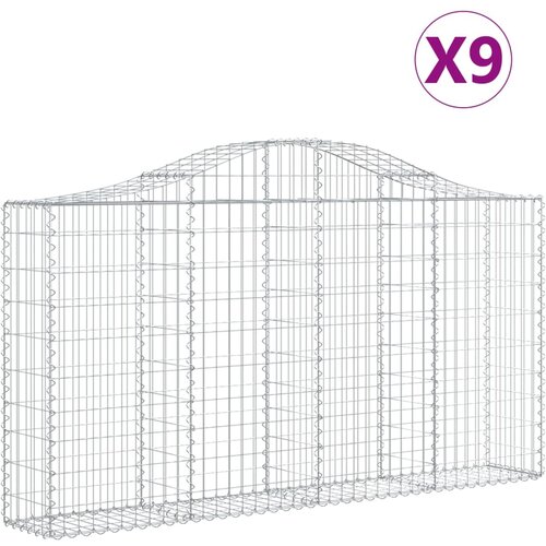  Lučne gabionske ko&amp;scaron;are 9 kom 200x30x100/120cm pocinčano željezo Slike