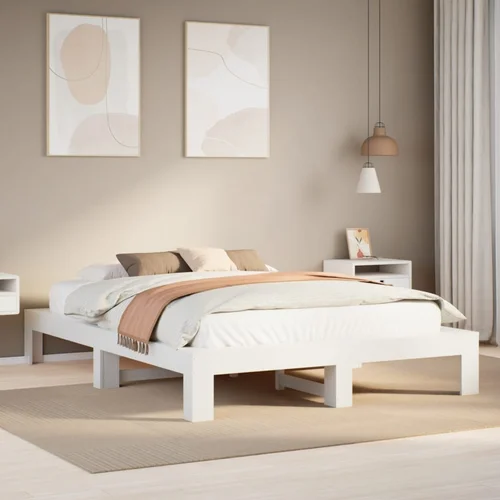 Furnova Posteljni okvir brez vzmetnice bel 160x200 cm trdna borovina, (21942267)