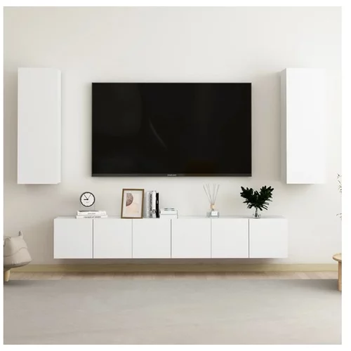 Den Komplet TV omaric 5-delni bela iverna plošča