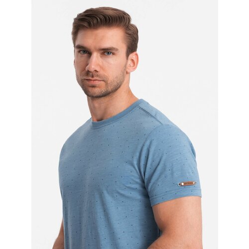 Ombre Men's full-print t-shirt with colorful letters - blue denim Slike