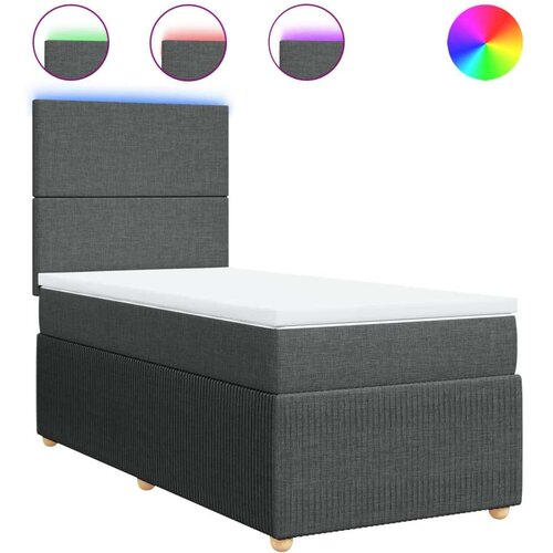VidaXL Krevet s oprugama i madracem tamnosivi 90 x 190 cm od tkanine Slike