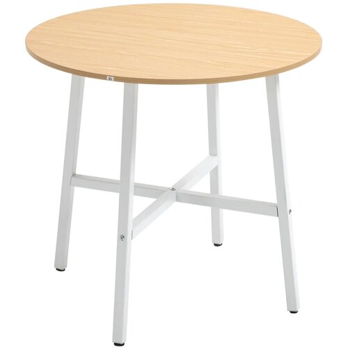  Blagovaonski stol  industrijski stil  zaobljeni dizajn  stabilan do 60 kg  &Oslash;80 x 76V cm  prirodno drvo/bijela Cijene