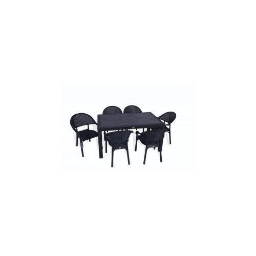  Bastenski set bambu 6 stolice i sto 150x90 crna Slike
