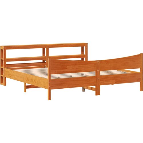 vidaXL Posteljni okvir z vzglavjem voščeno rjava 200x200 cm borovina, (21321864) Cene