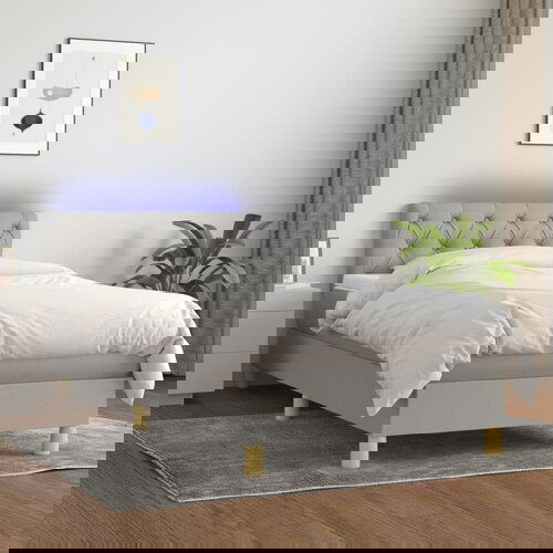 The Living Store Box spring postelja z vzmetnico LED svetlo siva 80x200 cm blago - Box Spring Postelja, (21518554) Cene