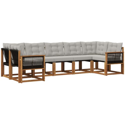 Set vanjskih sofa 7 kom. Prirodna i Svjetlosiva Slike