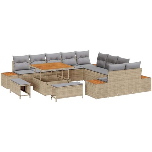  Set vrtnog namještaja od 13 komada s jastučićima bež poliratan akacija  set vrtnog namještaja od 3 komada s jastučićima bež poli Cijene