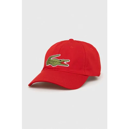 Lacoste Pamučna kapa sa šiltom boja: crvena, s aplikacijom