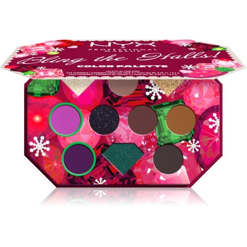NYX Professional Makeup Xmas Bling The Halls paleta senčil za oči 10 barv 10x0.6 g Slike