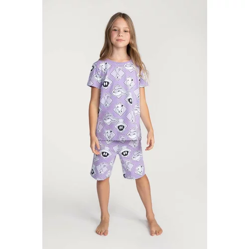 Coccodrillo Otroška bombažna pižama x Looney Tunes vijolična barva