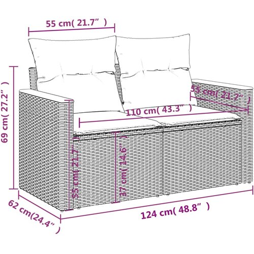  6-dijelni set vrtnih sofa od poliratana s jastucima crni Slike