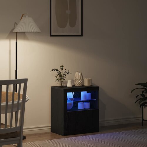  LED komoda Crna 60,5 x 37 x 67 cm Konstruirano drvo Slike