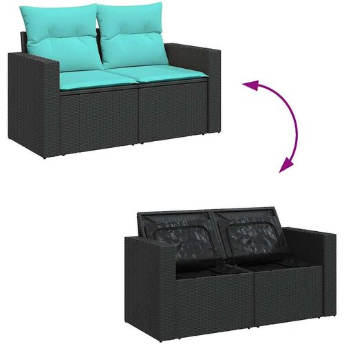  Vrtna garnitura - 10-dijelni set vrtnih sofa s jastucima crni od poliratana - Crna 1 Slike