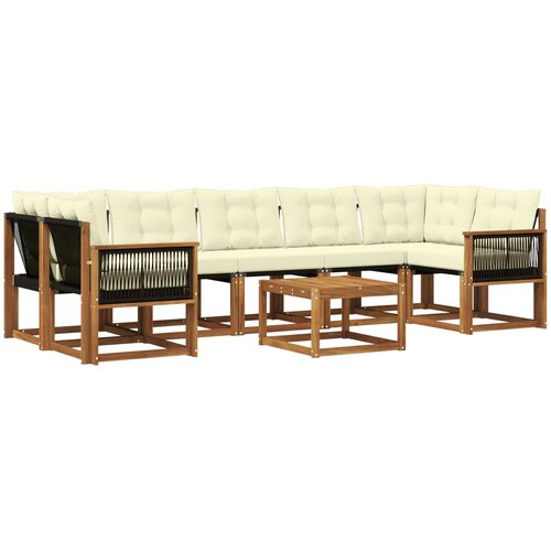 vidaXL Zunanja garnitura za sedenje z blazino 8 pcs Naravna in smetana, (5000273508) Cene