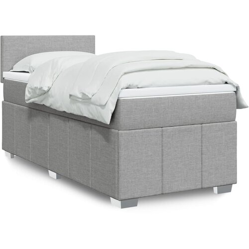 vidaXL Box spring postelja z vzmetnico svetlo siv 100x200 cm blago Cene