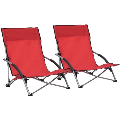  Sklopive stolice za plažu od tkanine 2 kom crvene Cijene