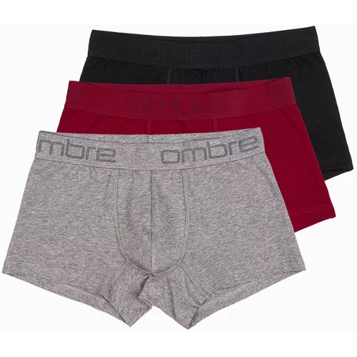 Ombre Men's cotton boxer shorts with logo - 3-pack mix