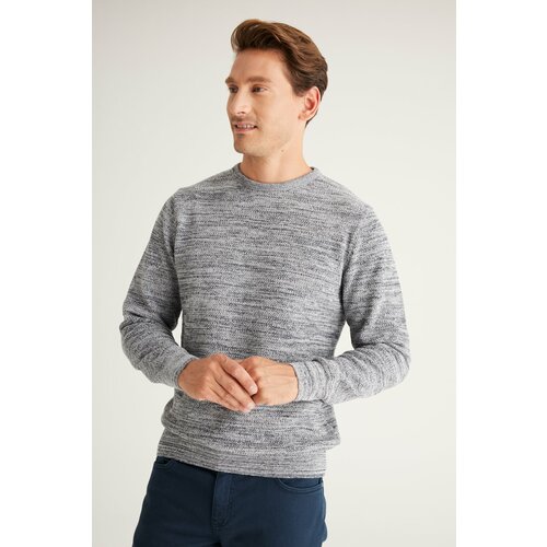 AC&Co / Altınyıldız Classics Men's Grey-and-black Recycle Standard Fit Regular Cut Crew Neck Patterned Knitwear Sweater. Slike
