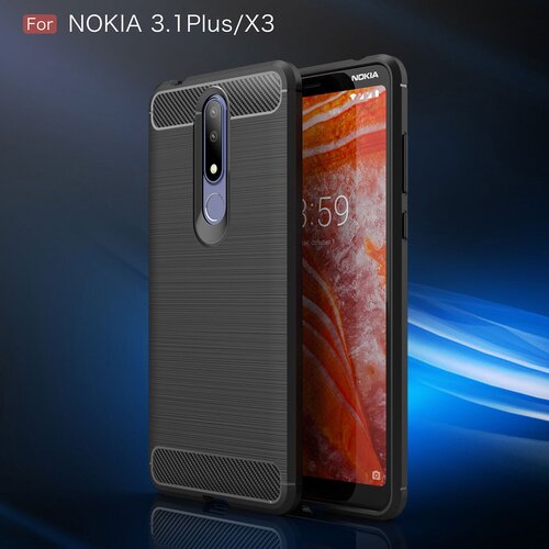  Gumijasti / gel etui Carbon za Nokia 3.1 Plus - črni Slike