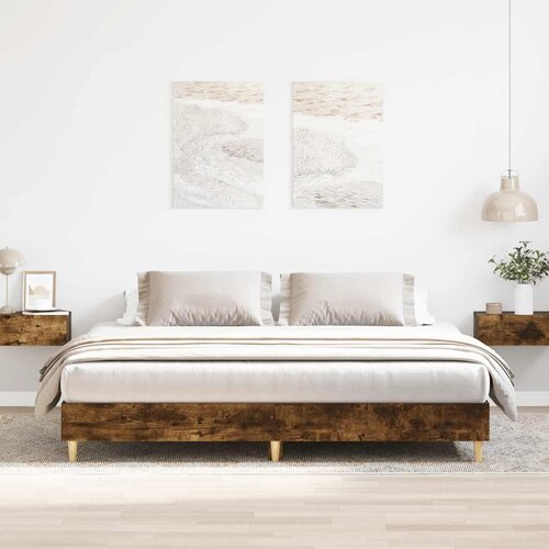 VidaXL Posteljni okvir brez vzmetnice hrast 180x200 cm inženirski les Slike