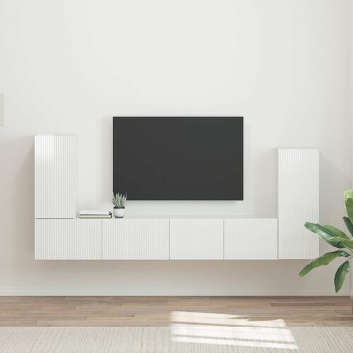  Set TV komoda 4 pcs Visoki sjaj bijela Konstruirano drvo Cijene