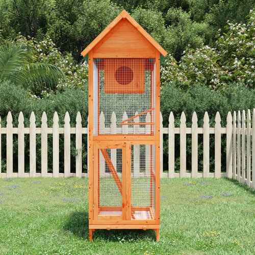 VidaXL Kućica za ptice smeđa 60 x 58 5 x 160 cm od masivne borovine Slike