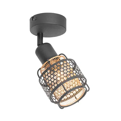 QAZQA Dizajnerska stropna svetilka črna z zlatom - Noud