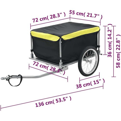 VidaXL Prikolica za bicikl crno-žuta 65 kg Slike