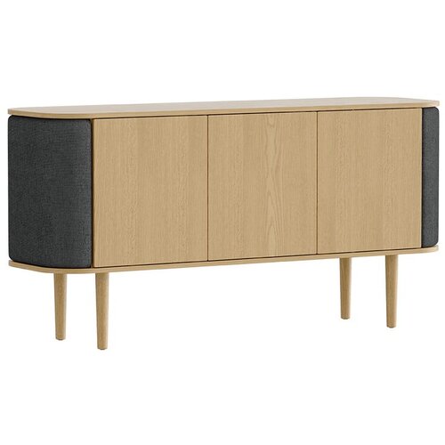 UMAGE Antracitno siva/naravna nizka komoda v hrastovem dekorju 150x75 cm Treasures &amp;ndash; Slike