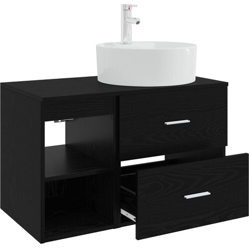  Set namje&amp;scaron;taja za kupaonicu 2 kom. Crni hrast Konstruirano drvo Crna 49,5 x 44,5 x 76 cm Slike