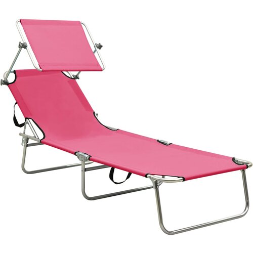 Maison Chic Zložljiv Ležalnik - Sončna ležalnik s streho roza aluminij, (22043004) Slike
