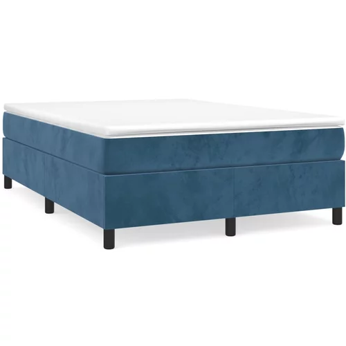 vidaXL Box spring postelja z vzmetnico temno modra 140x190cm žamet, (20792166)