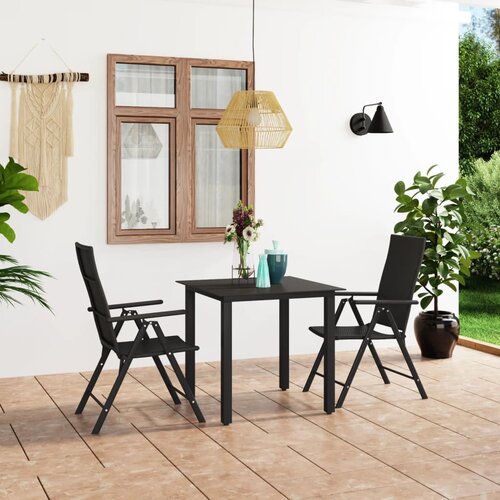 VidaXL 3-dijelni vrtni blagovaonski set crni Slike