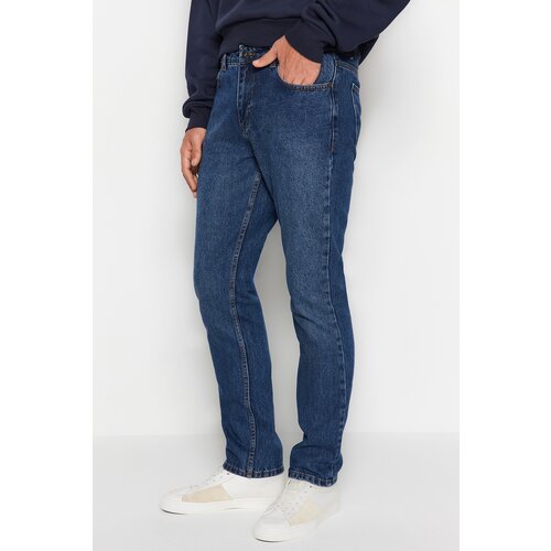 Trendyol Men's Dark Blue Straight Fit Jeans Jeans Trousers Cene