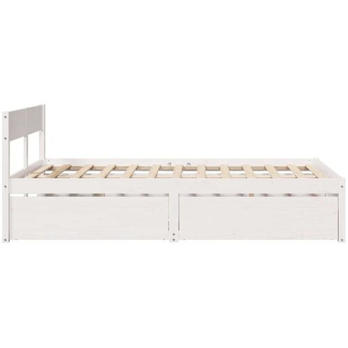 VidaXL Okvir za krevet s ladicama bijeli 120x200cm od masivne borovine Slike