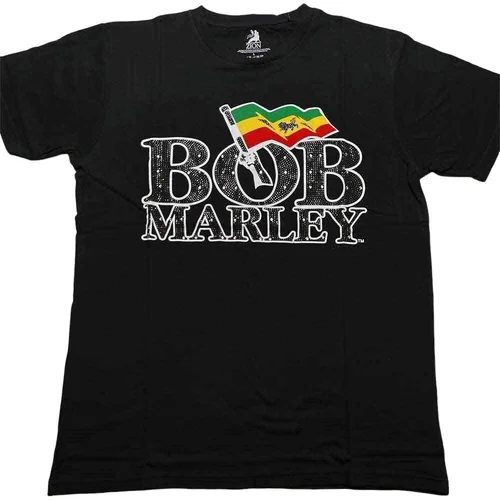 Bob Marley Majica Flag Logo Unisex Black 2XL