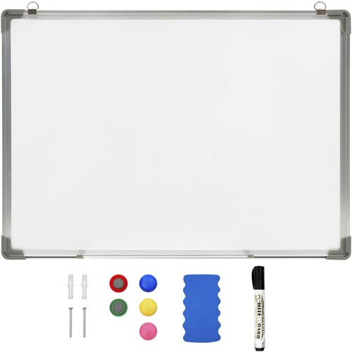 VidaXL Magnetna pi&amp;scaron;i-bri&amp;scaron;i tabla bela 70x50 cm jeklo Slike