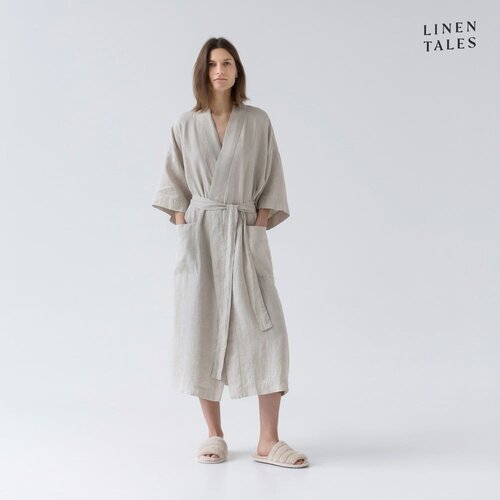 Linen Tales Bež lanen kopalni plašč velikosti L/XL Summer – Linen Tales Cene