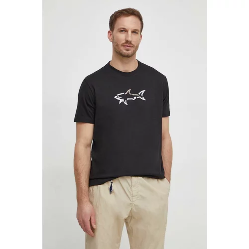 Paul&Shark Bombažna kratka majica moški, črna barva