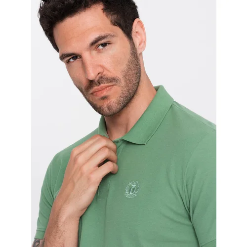 Ombre Men's BASIC single color pique knit polo shirt - green