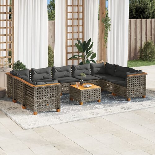 10-dijelni set vrtnih sofa od poliratana s jastucima sivi Siva 55 x 55 x 36 cm Cijene