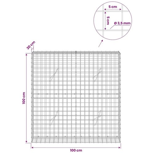  Gabion s žicom debljine 3 5 mm i mrežom 5x5 cm 100x20x100 cm - 20 cm 100 cm 100 cm Slike