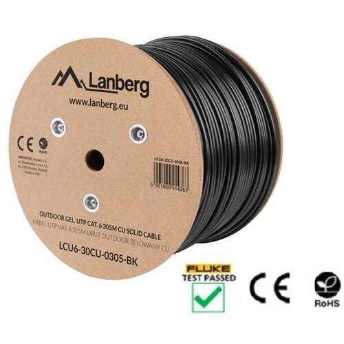 Lanberg Bobina Cat.6 Outdoor UTP RJ45 COBRE GEL, napolnjen z gelom, AWG24 305M črnček, (20754779) Cene