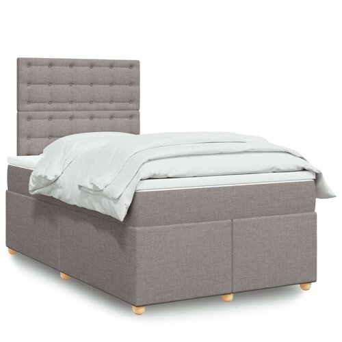 VidaXL Krevet s oprugama i madracem smeđesivi 120 x 190 cm od tkanine Slike