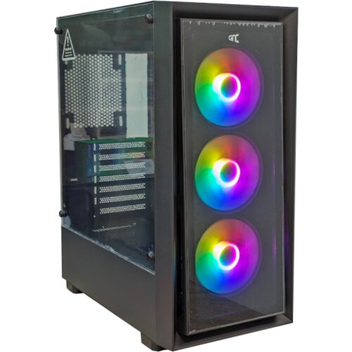 EZ-Cool KUĆI&amp;Scaron;TE GNC GAMING HC-625B BEZ NAPAJANJA, Tempered Glass, 3&amp;times;120 RGB ventilator Slike